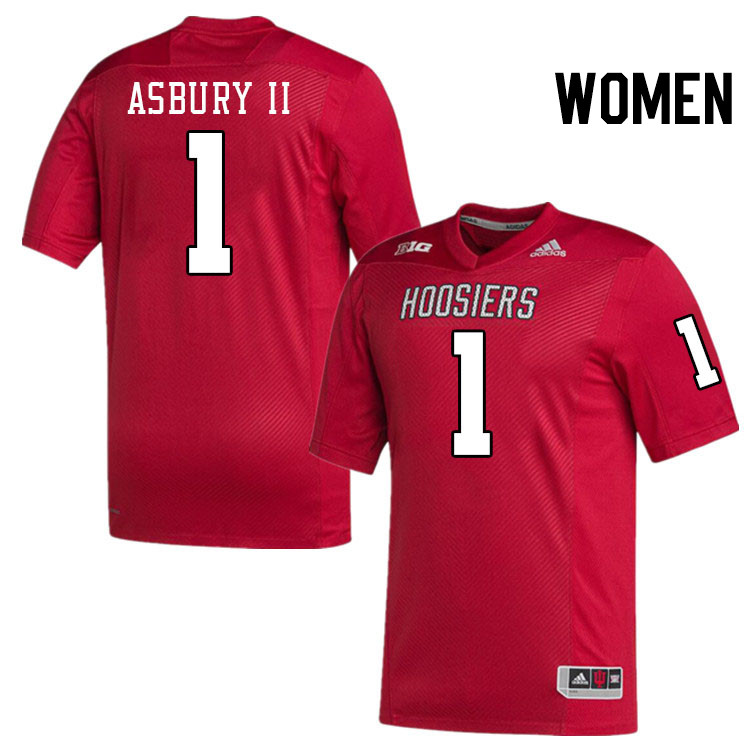 Women #1 Shawn Asbury II Indiana Hoosiers College Football Jerseys Stitched-Crimson